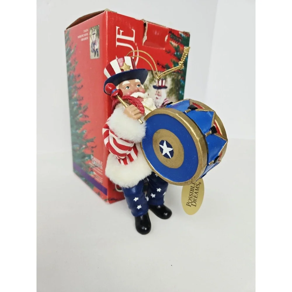 Clothtique Possible Dreams Santa Claus ornament Patriotic  w/ box